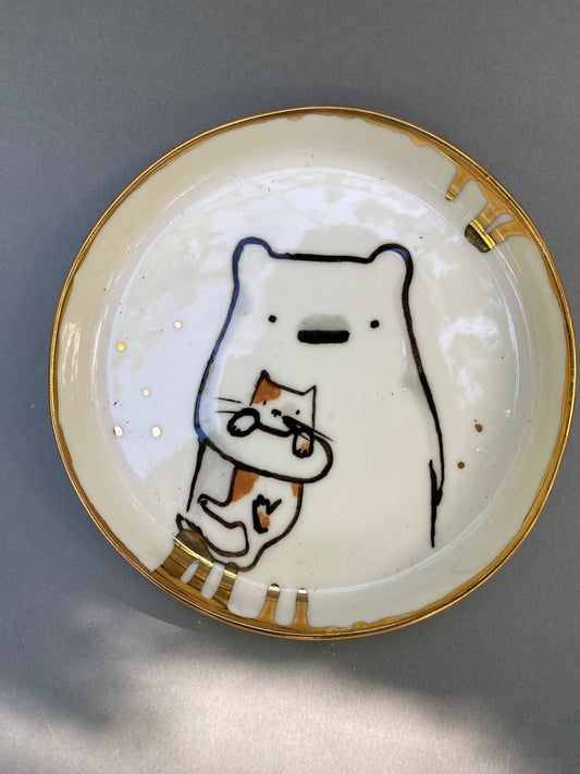 Bear and a cat